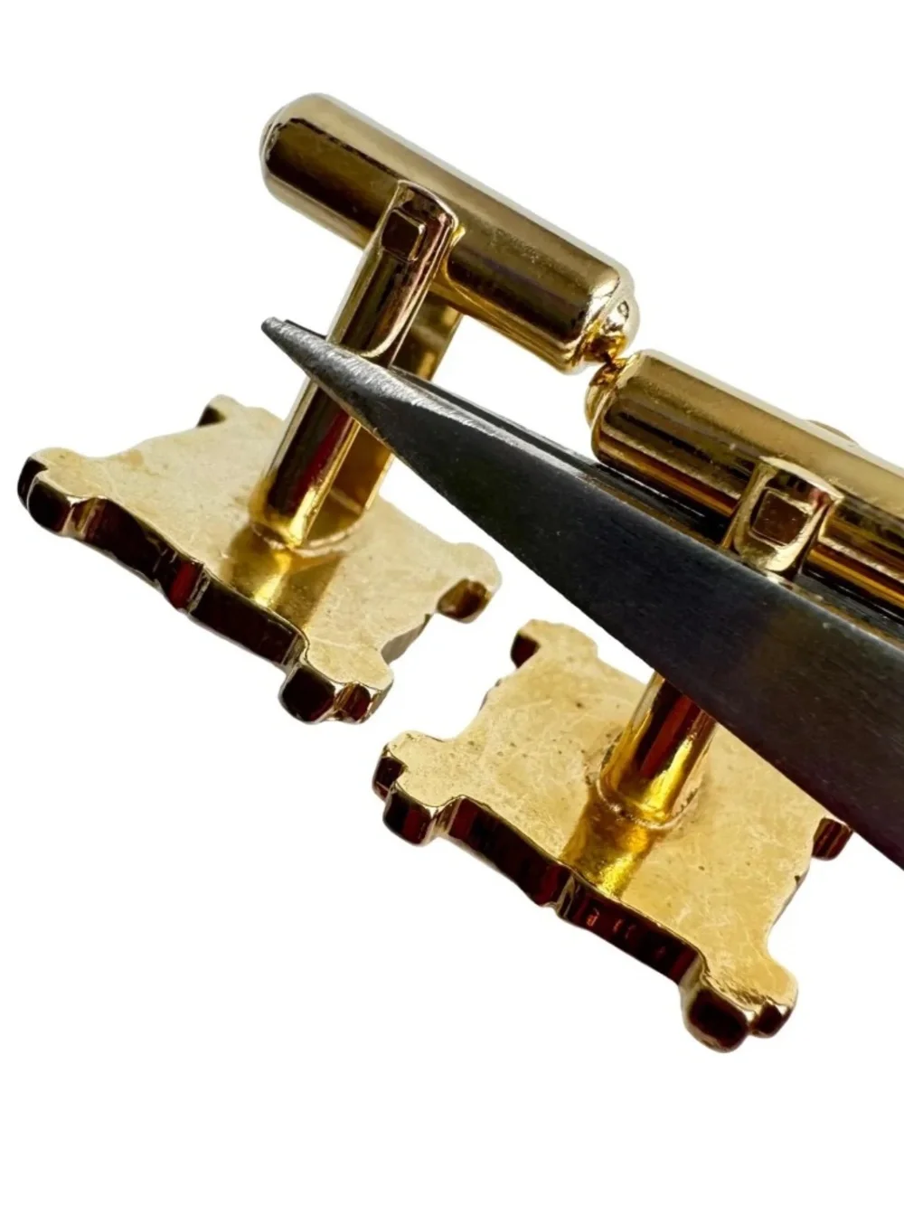 Vintage Red Square Cufflinks Gold Tone Bamboo Style Frame Statement Accessory
